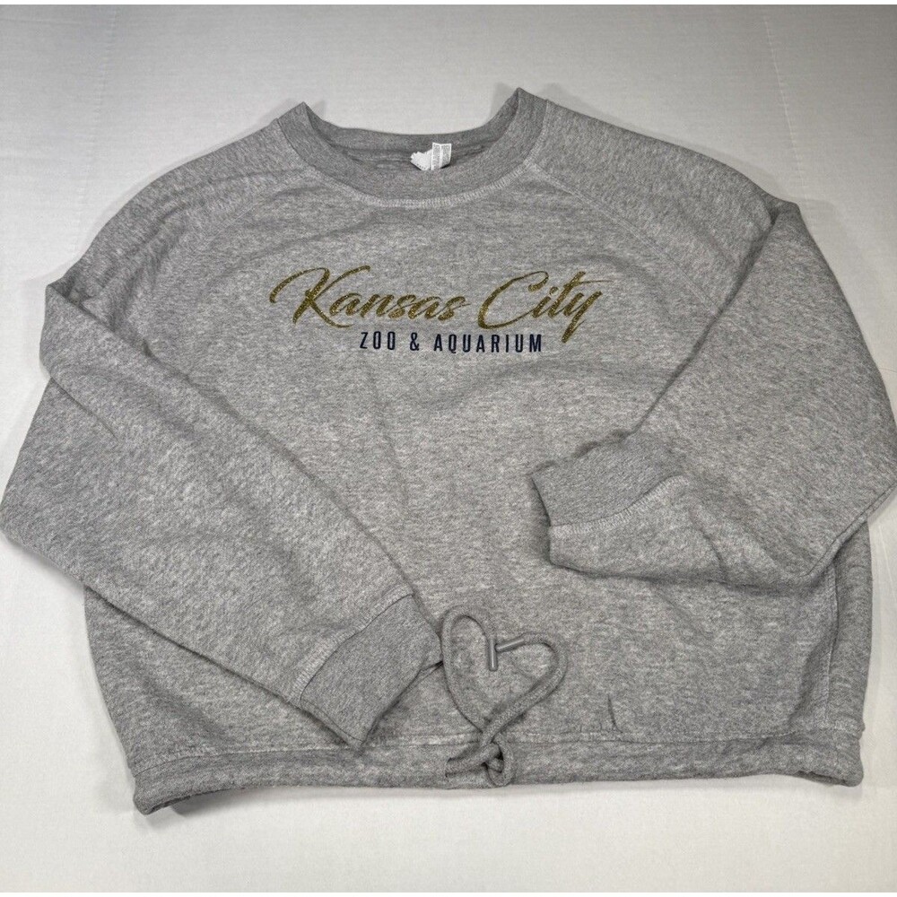 L.A.T Apparel Kansas City Zoo & Aquarium Gray Sweatshirt Drawstring Hem Size S